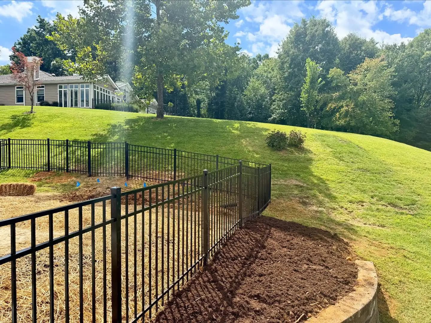 Black aluminum fence at a Brandon Oaks home remodel in Roanoke, VA
