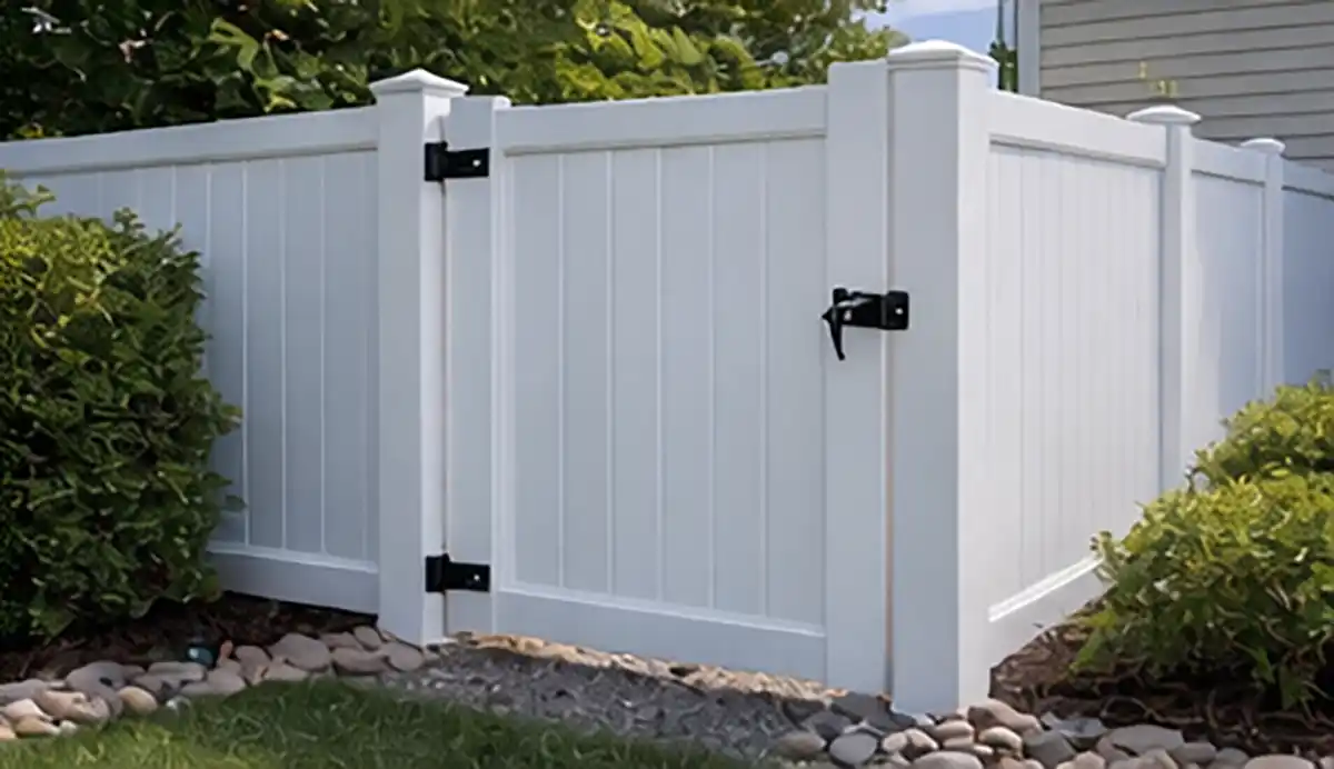 Vinyl gate installation for privacy fence