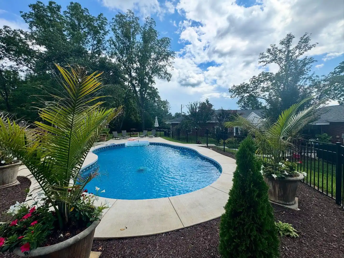 Backyard pool fence install