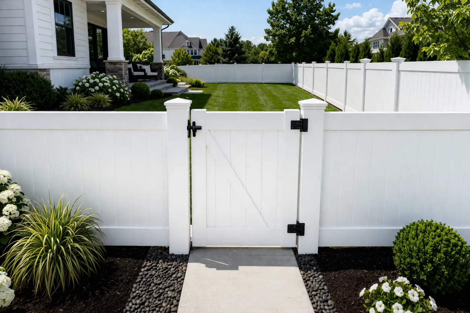 White vinyl fence installation - Roanoke Valley