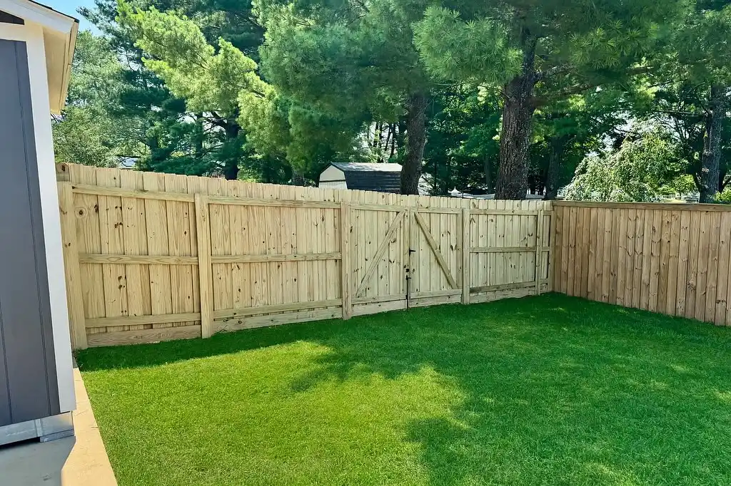 Board-on-Board Wood Privacy Fence in Hollins, VA